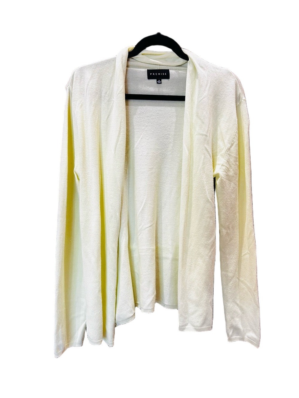 Premise Soft Lime Green Open-Front Cardigan Sweater, Size M